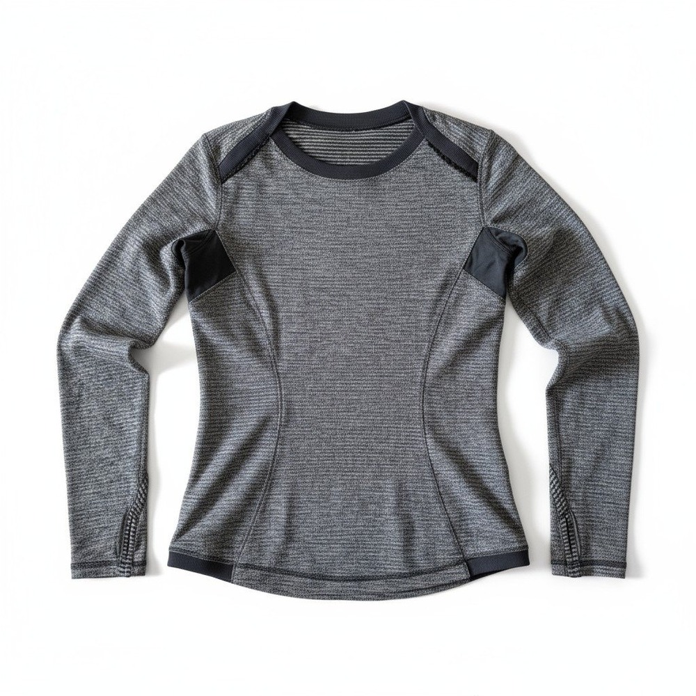 Lululemon Think Fast Long Sleeve Shirt Women's 6 Gray Heather Thumbholes Run Gym
